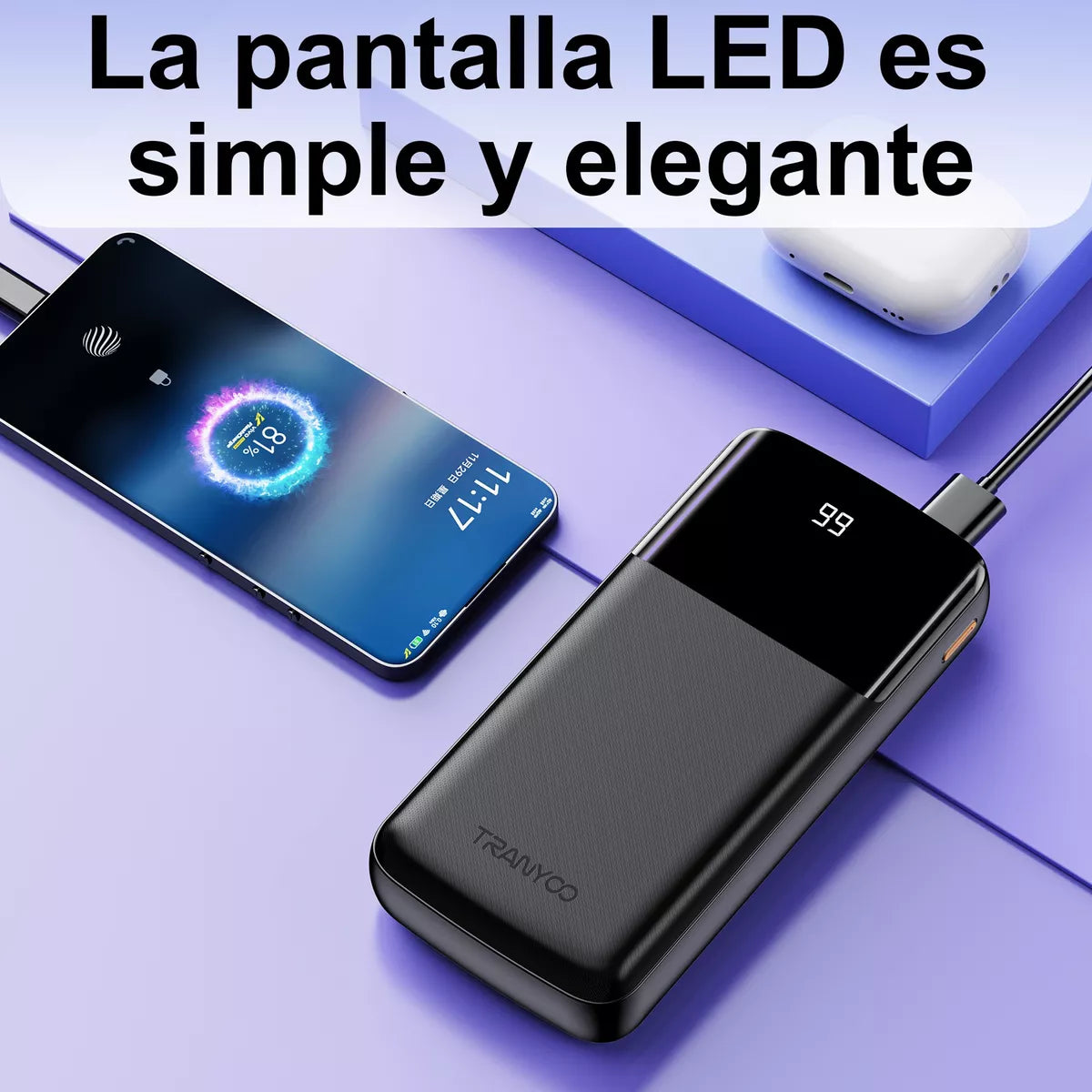 Batería Power Bank 10.000 MAH 15 W.