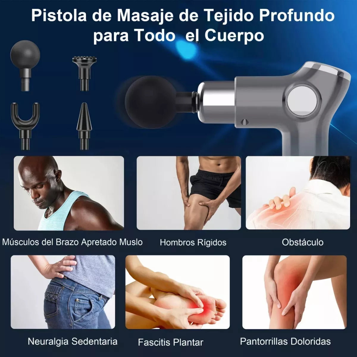 Mini pistola de masaje Thunder Device + kit 8 cabezales